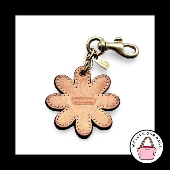 VINTAGE COACH DAISY Flower Patchwork Leather Key Fob Bag Charm Keychain Hang Tag - Picture 2 of 2